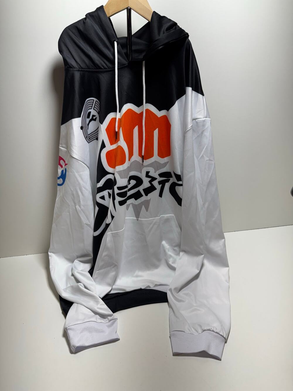 Fando Maniax XL Hoodie White Black Orange Streetwear Grunge Skater